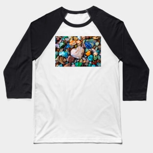 White Agate Stone Heart Baseball T-Shirt